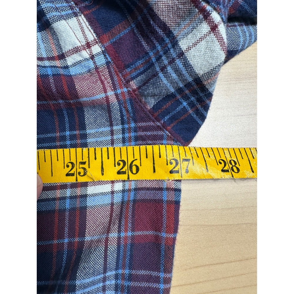 Duluth Trading Co Mens Large Red Blue Plaid Flannel Button Down Cotton Shirt L - Picture 6 of 7